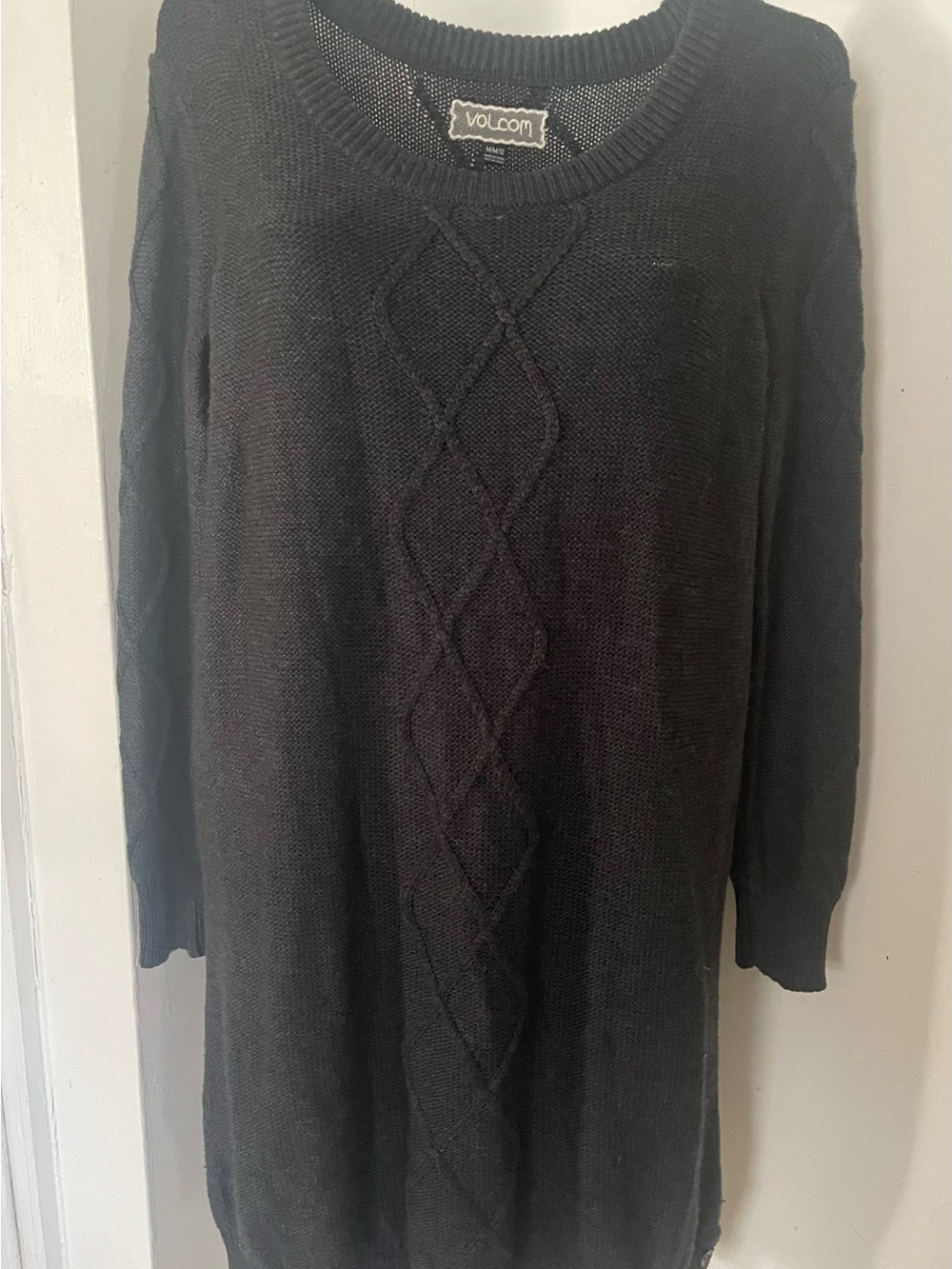 Volcom Women's Dark Grey Cable Knit Sweater Dress
